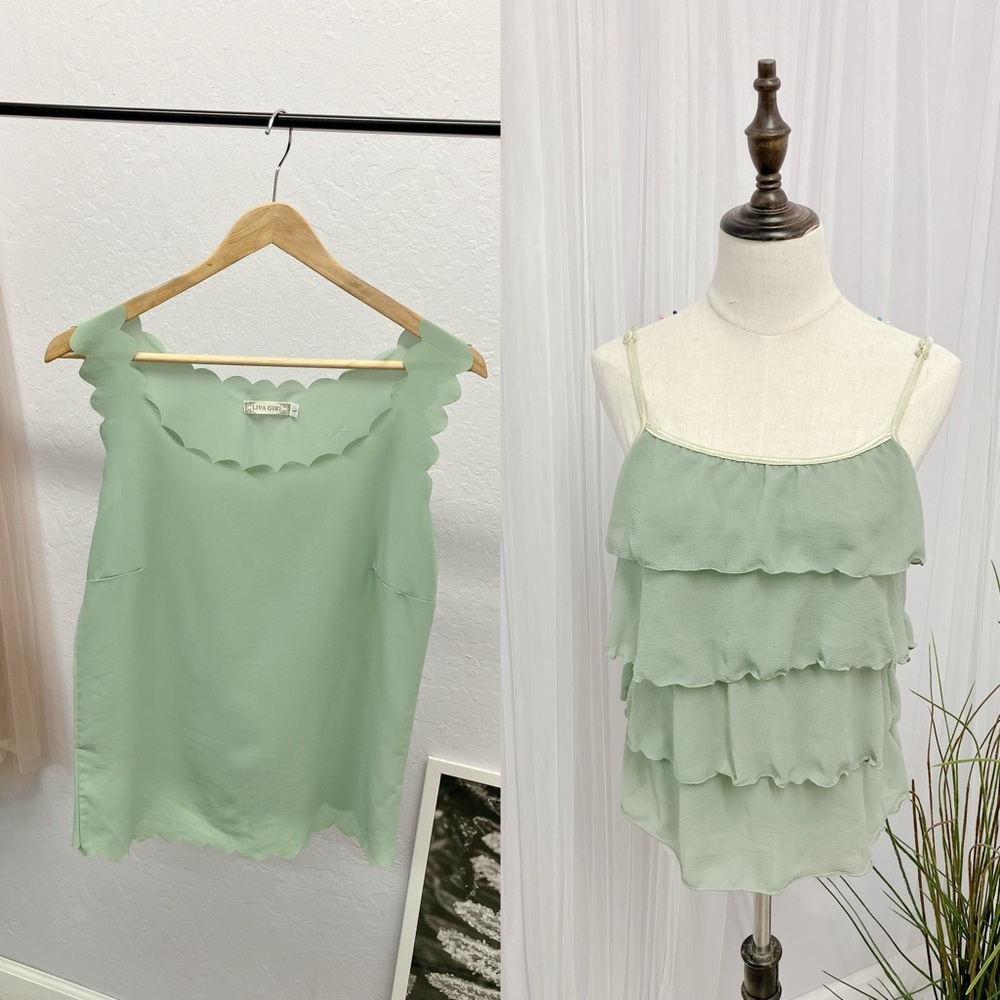 Mint Green Scalloped Layered Top